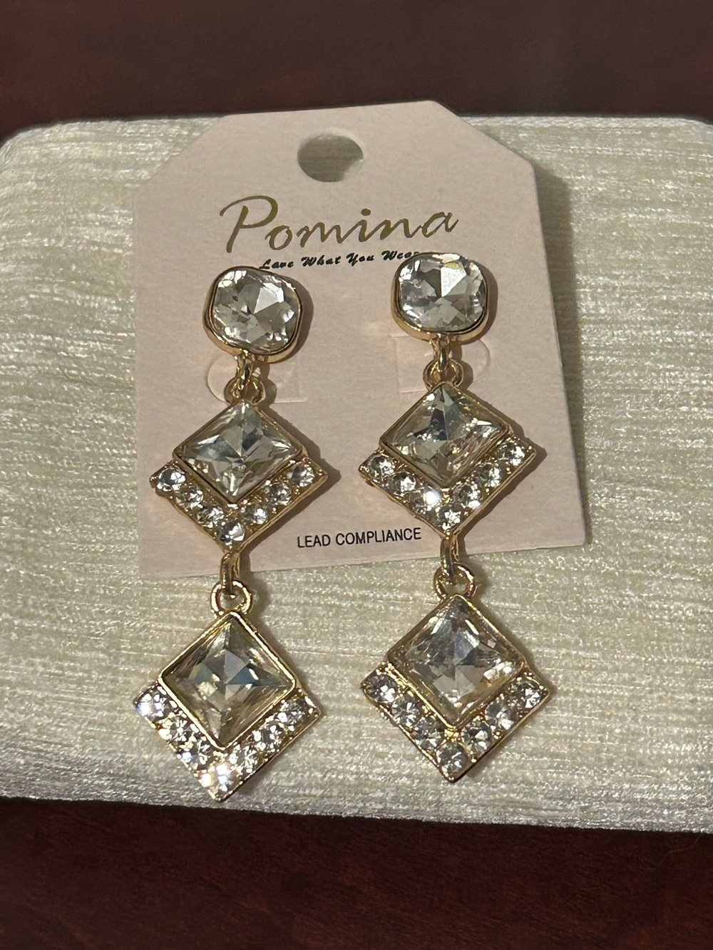 Pomina Gold & Clear Crystal Drop Earrings